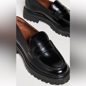 Reformation Agathea Chunky Black Leather Loafers Size 6